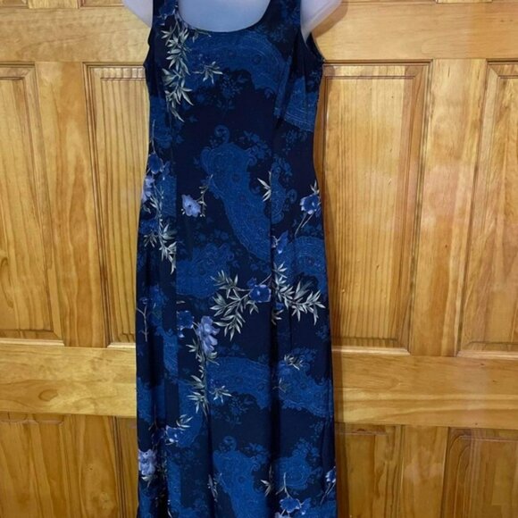 Ladies Scarlett Blue & Black Flowing Flower Floral Maxi Sleeveless Dress4 - 6 … - Picture 7 of 9